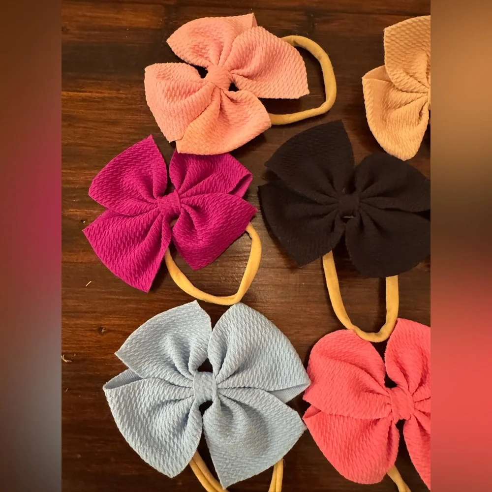 Colorful Bow Hair Ties Set for Kids girls infant toddler bows 9 total
